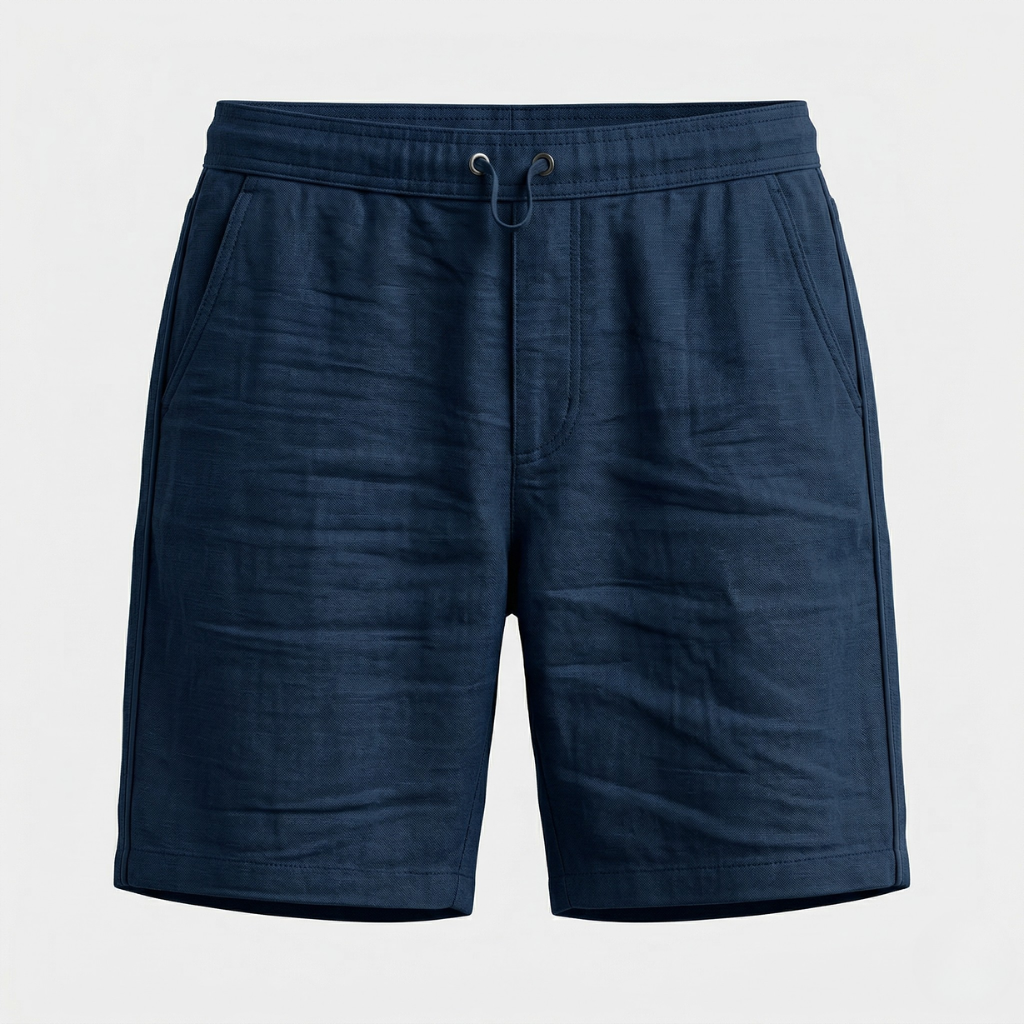 VALERIQUE | Homme short en lin à taille élastique avec cordon de serrage, coupe décontractée pour usage quotidien