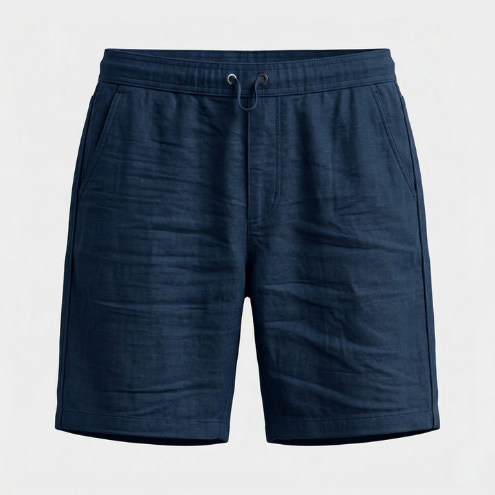 VALERIQUE | Homme short en lin à taille élastique avec cordon de serrage, coupe décontractée pour usage quotidien