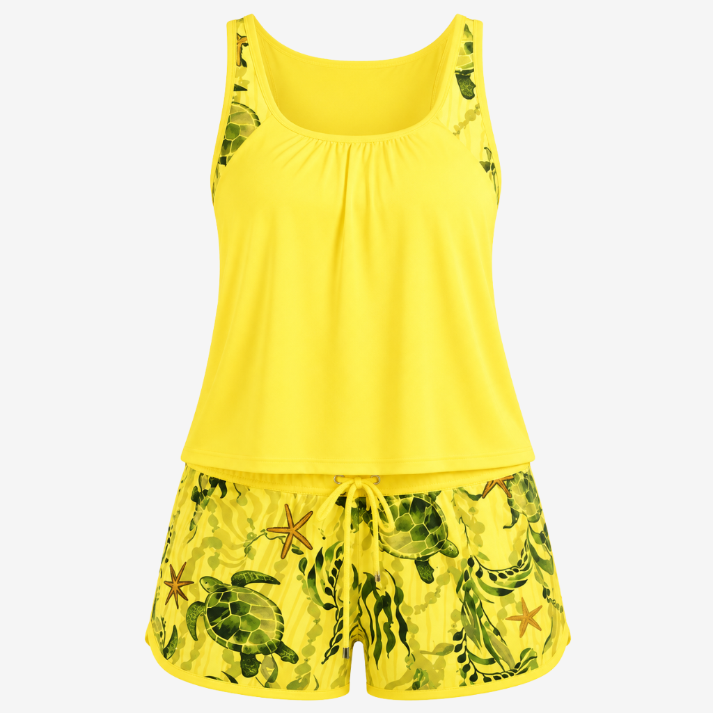 VALERIQUE | Ensemble Tankini Femme – Haut Racerback Séchage Rapide et Short Imprimé