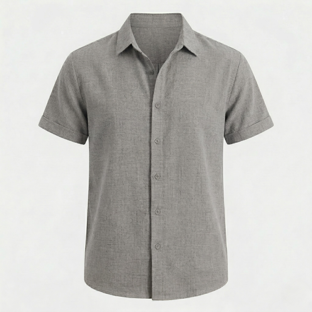 VALERIQUE | Homme Chemise en lin coupe ajustée manches courtes style décontracté
