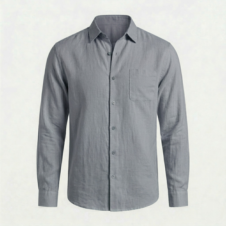 VALERIQUE | Homme chemise en lin à manches longues avec col classique et fermeture boutonnée pour usage quotidien