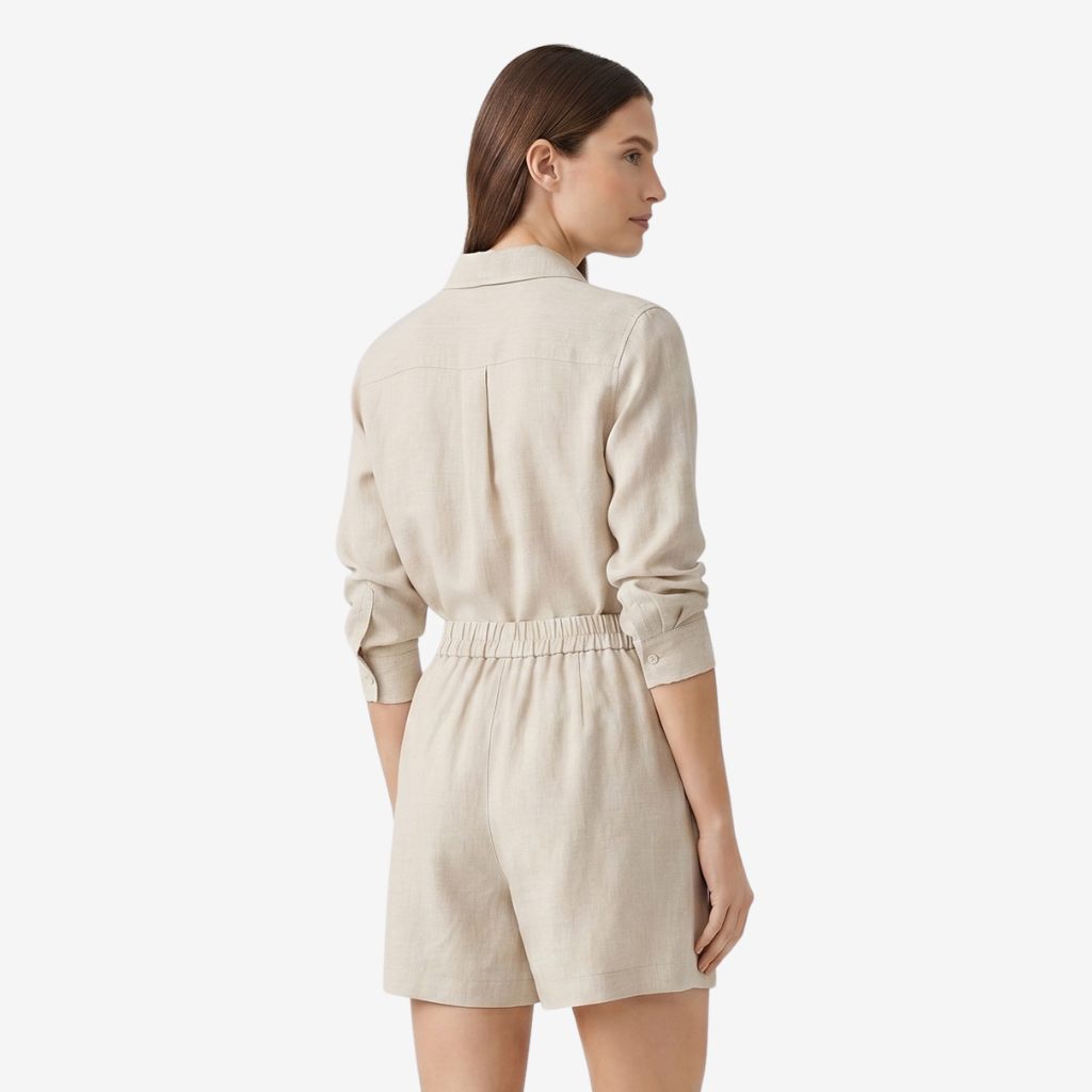 VALERIQUE | Short en Lin pour Femme - Beige et Noir