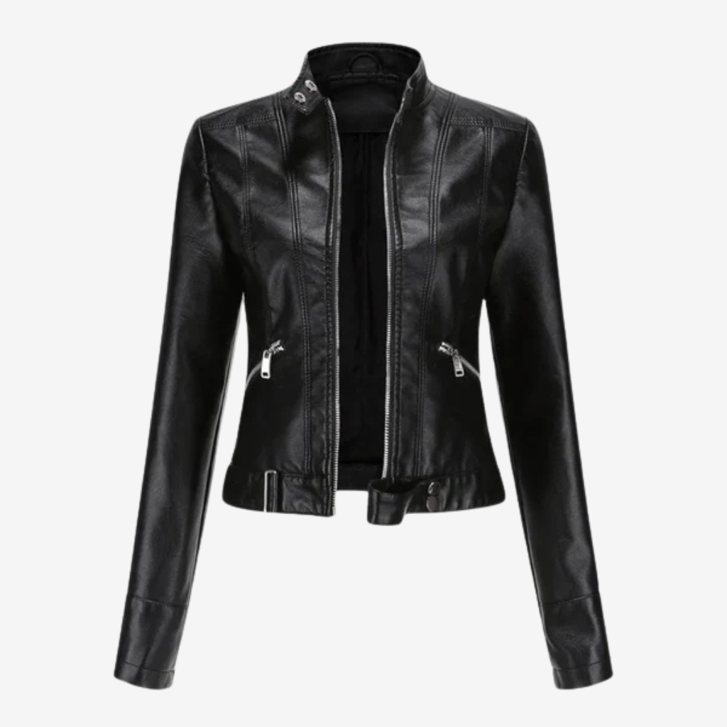 VALERIQUE | Veste en Cuir Femme - Café et Noir