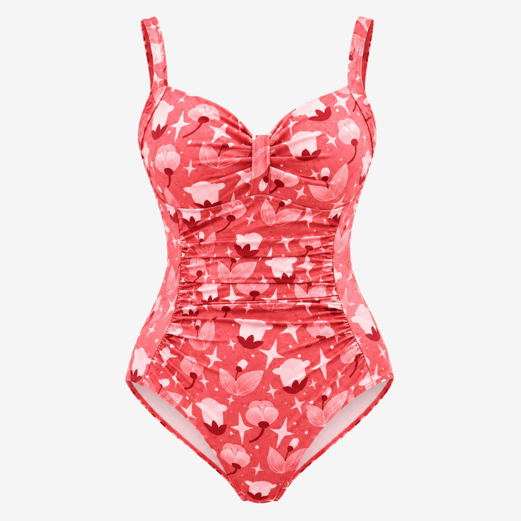 VALERIQUE | Maillot de Bain Une Pièce Femme Fleuri – Effet Froncé Gainant Coupe Slim Fit
