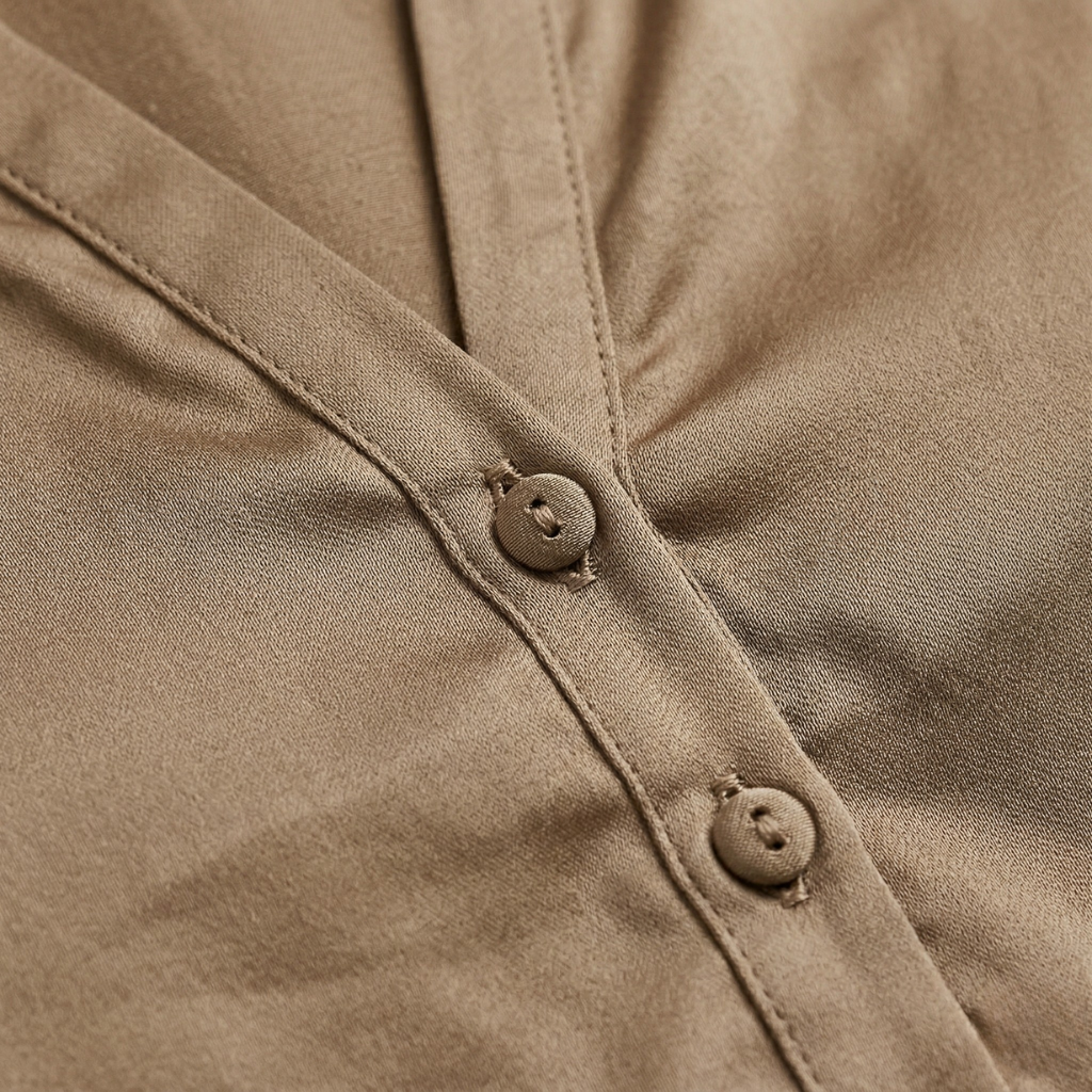 VALERIQUE | Femme blouse satinée à manches courtes avec col ouvert et patte boutonnée pour usage quotidien