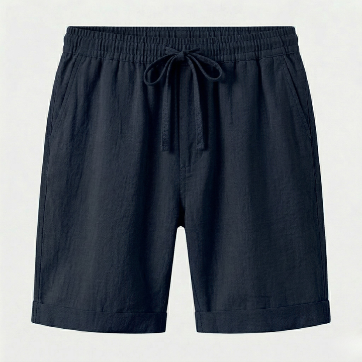 VALERIQUE | Homme short en lin à taille élastique avec cordon de serrage, coupe décontractée confortable