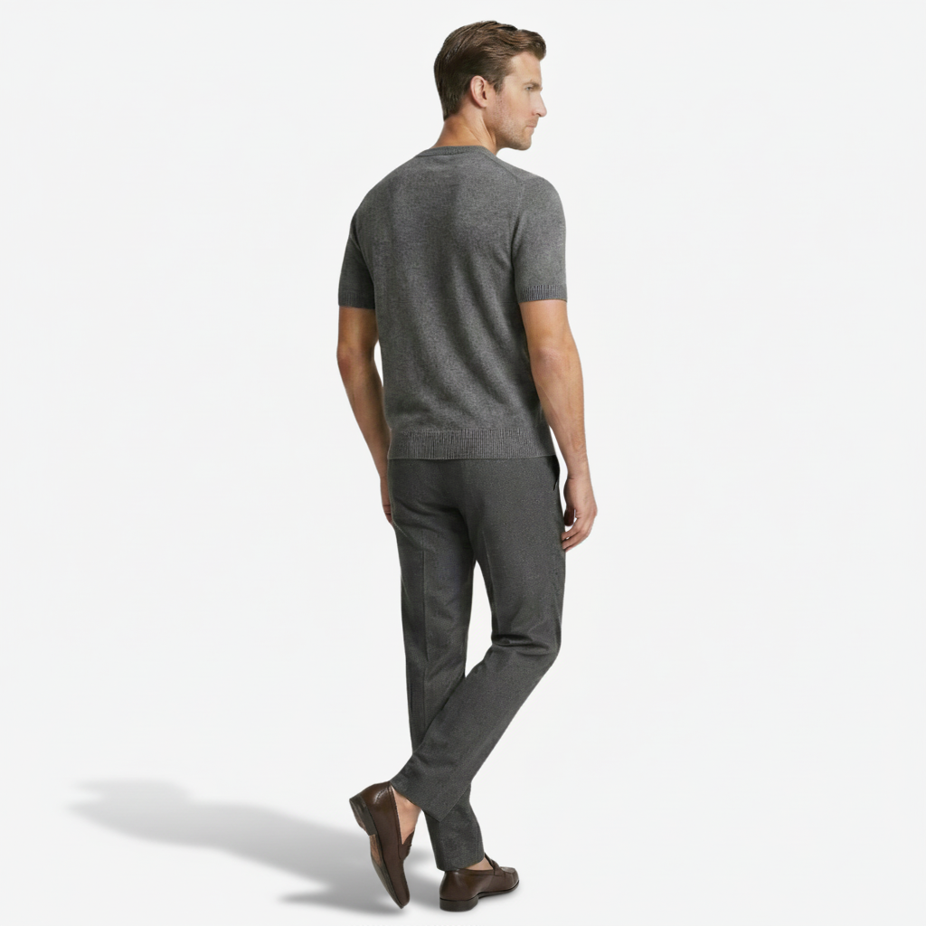VALERIQUE | Homme T-shirt maille fine coupe ajustée col rond style minimaliste