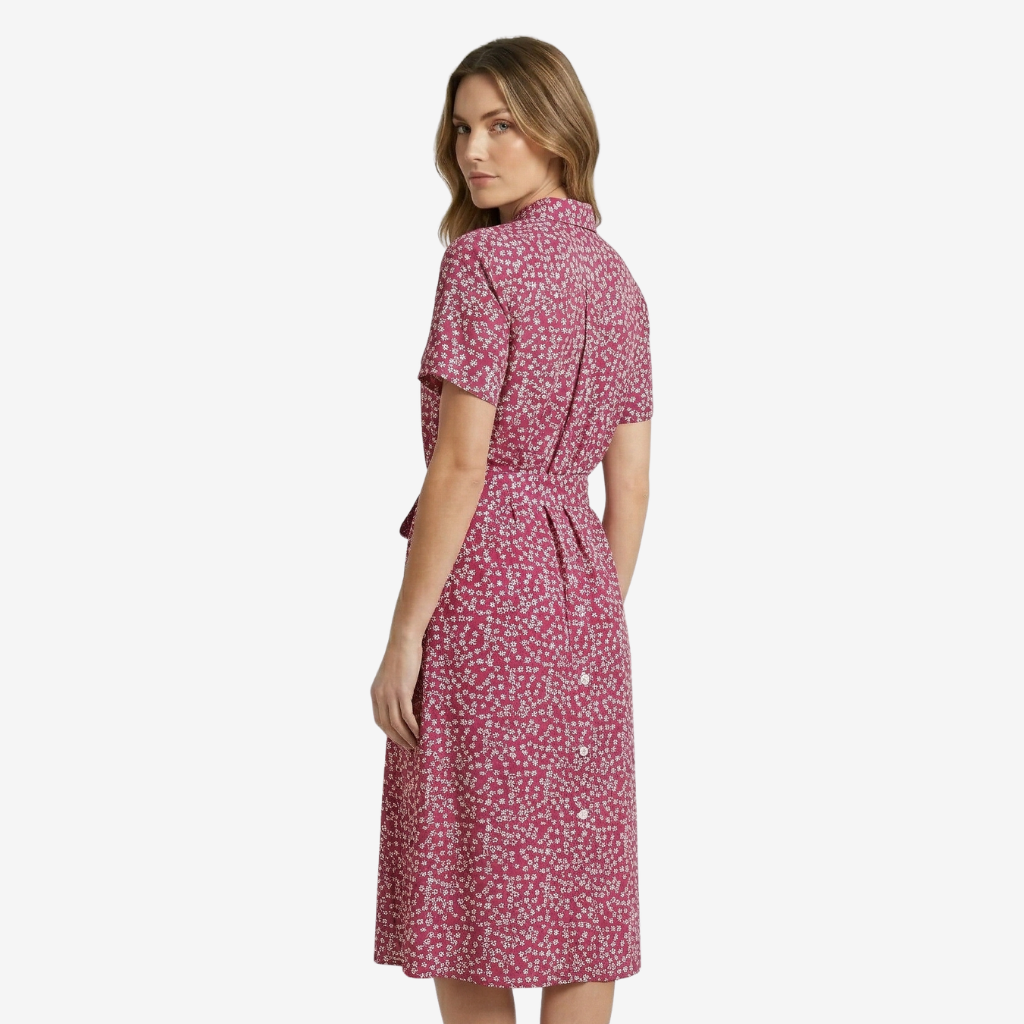 VALERIQUE | Femme Robe midi imprimé floral coupe évasée manches courtes style décontracté