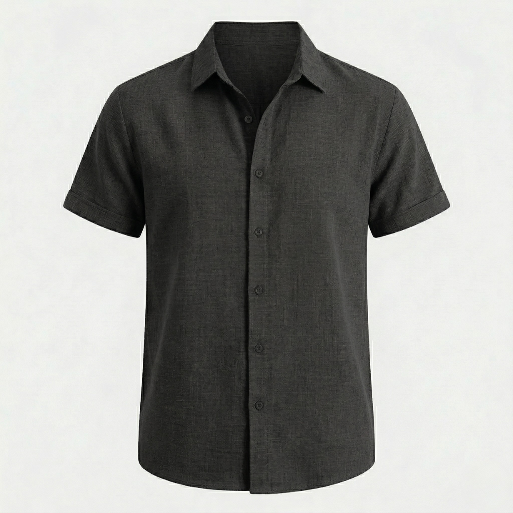 VALERIQUE | Homme Chemise en lin coupe ajustée manches courtes style décontracté