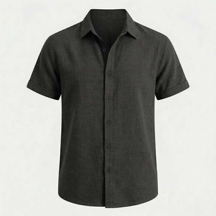 VALERIQUE | Homme Chemise en lin coupe ajustée manches courtes style décontracté