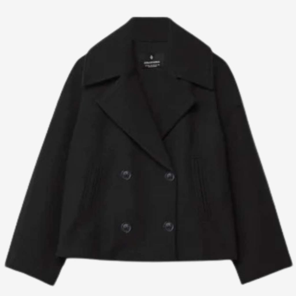 VALERIQUE | Manteau Court Double Boutonnage pour Femme - Beige, Marron et Noir