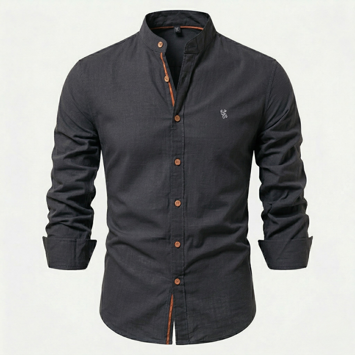 VALERIQUE | Homme Chemise en coton coupe ajustée manches longues col officier style décontracté