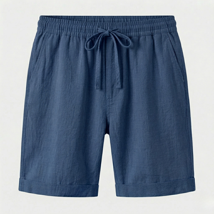 VALERIQUE | Homme short en lin à taille élastique avec cordon de serrage, coupe décontractée confortable