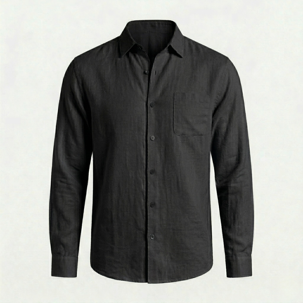 VALERIQUE | Homme chemise en lin à manches longues avec col classique et fermeture boutonnée pour usage quotidien
