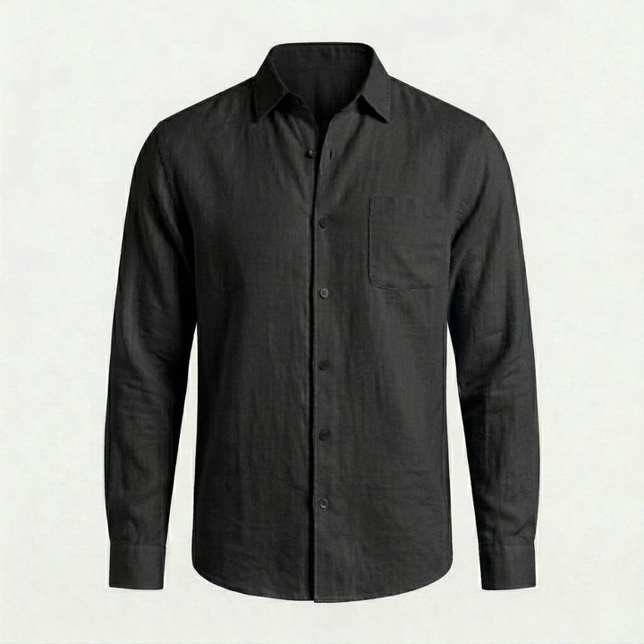 VALERIQUE | Homme chemise en lin à manches longues avec col classique et fermeture boutonnée pour usage quotidien