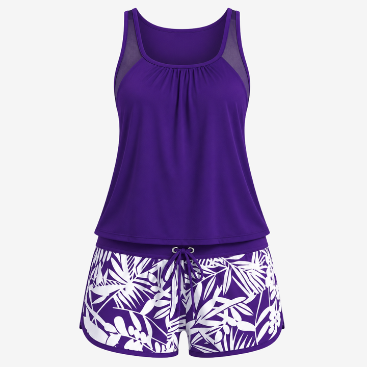 VALERIQUE | Ensemble Tankini Femme – Haut Racerback Séchage Rapide et Short Imprimé