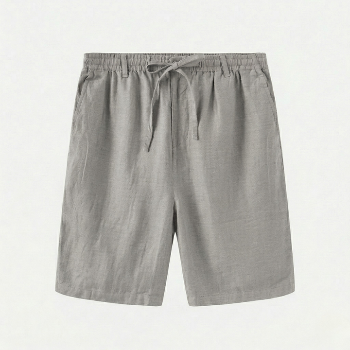 VALERIQUE | Homme short en lin bleu marine à taille élastiquée avec cordon coupe décontractée pour usage quotidien