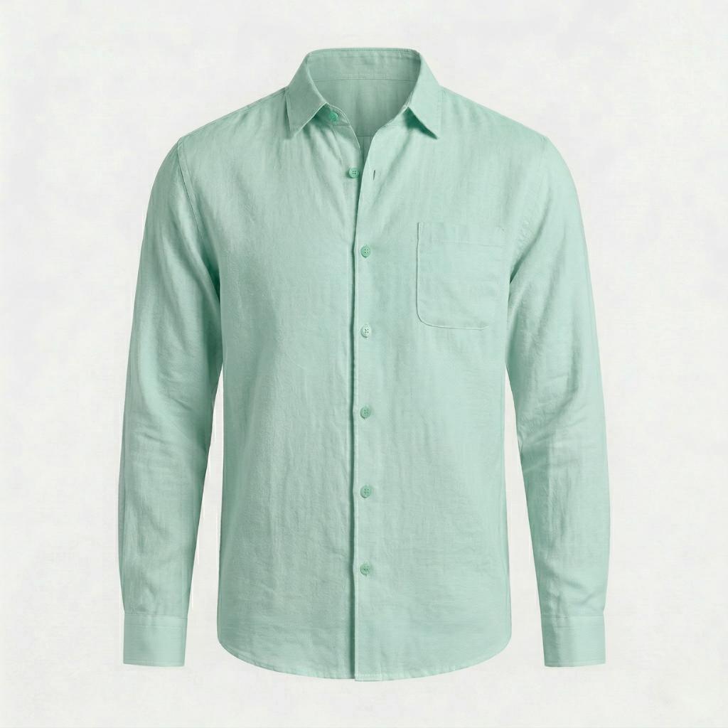 VALERIQUE | Homme chemise en lin à manches longues avec col classique et fermeture boutonnée pour usage quotidien
