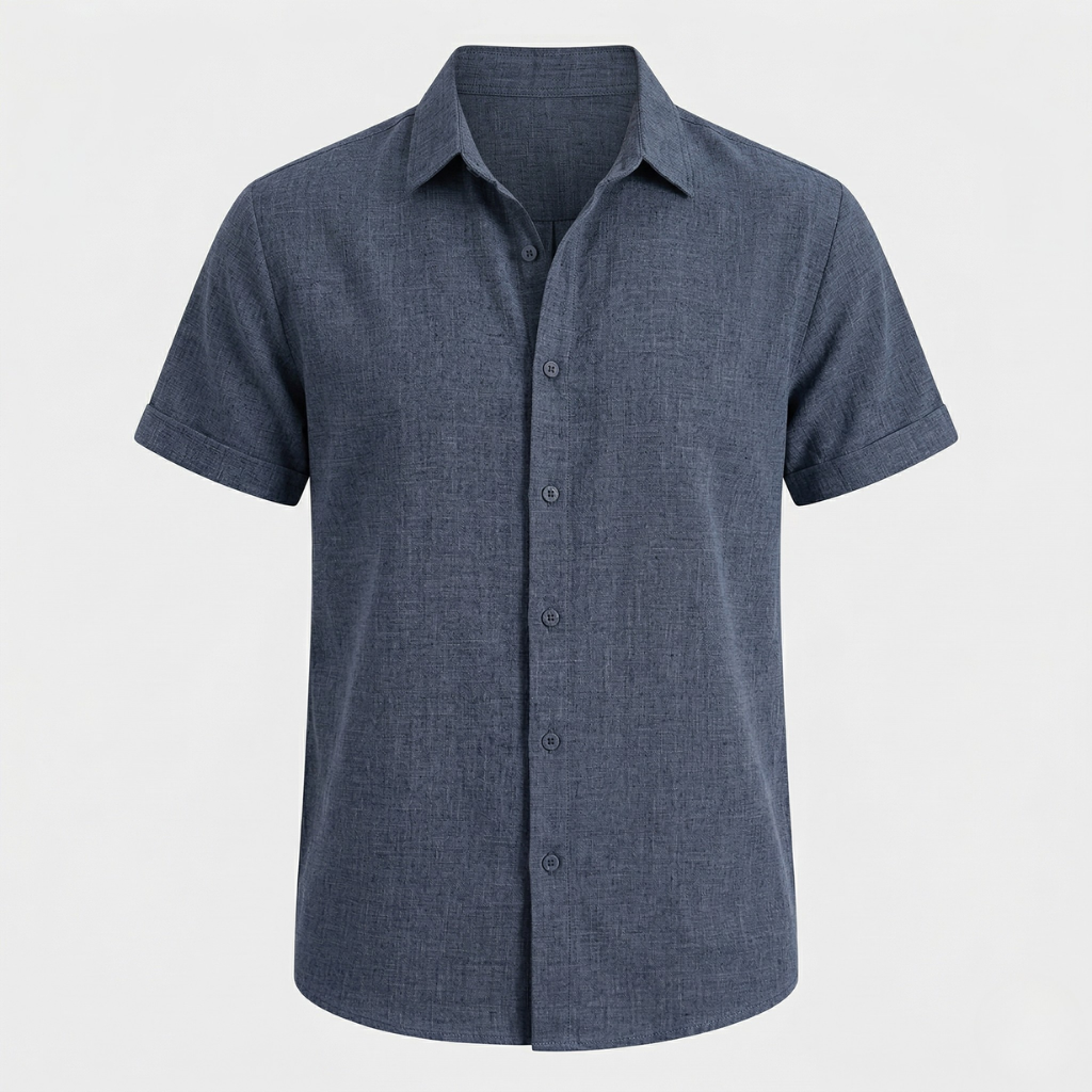 VALERIQUE | Homme Chemise en lin coupe ajustée manches courtes style décontracté
