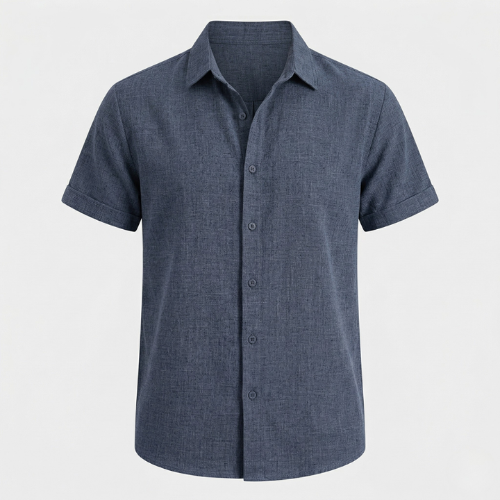 VALERIQUE | Homme Chemise en lin coupe ajustée manches courtes style décontracté
