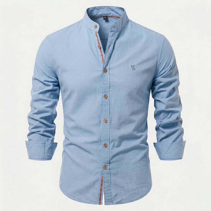 VALERIQUE | Homme Chemise en coton coupe ajustée manches longues col officier style décontracté