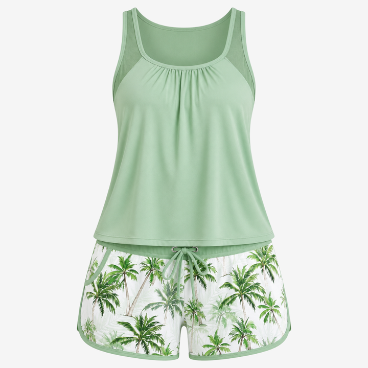 VALERIQUE | Ensemble Tankini Femme – Haut Racerback Séchage Rapide et Short Imprimé