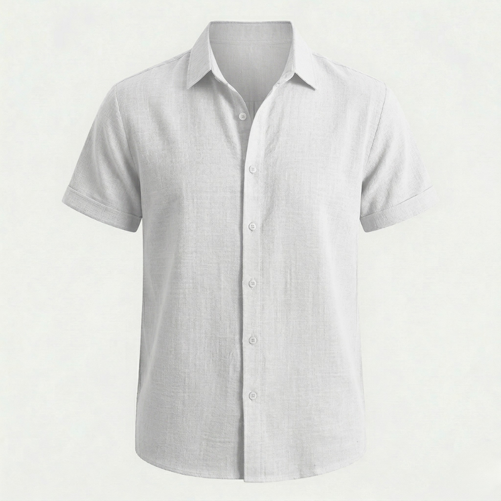VALERIQUE | Homme Chemise en lin coupe ajustée manches courtes style décontracté