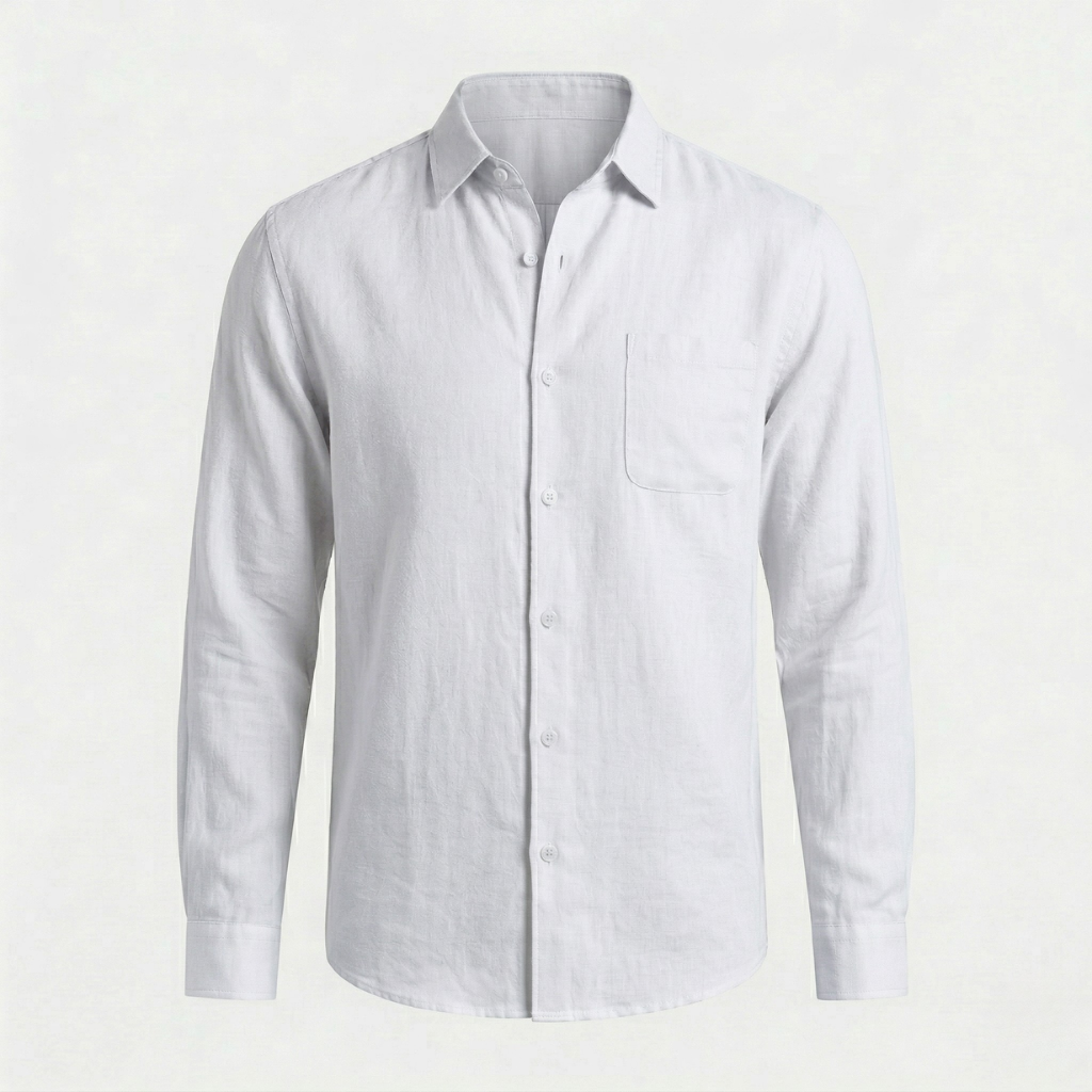VALERIQUE | Homme chemise en lin à manches longues avec col classique et fermeture boutonnée pour usage quotidien