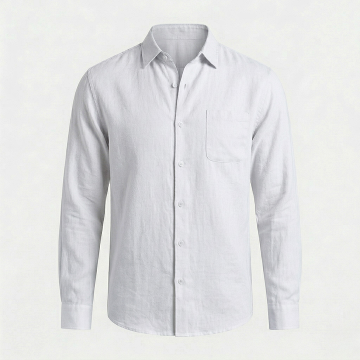 VALERIQUE | Homme chemise en lin à manches longues avec col classique et fermeture boutonnée pour usage quotidien