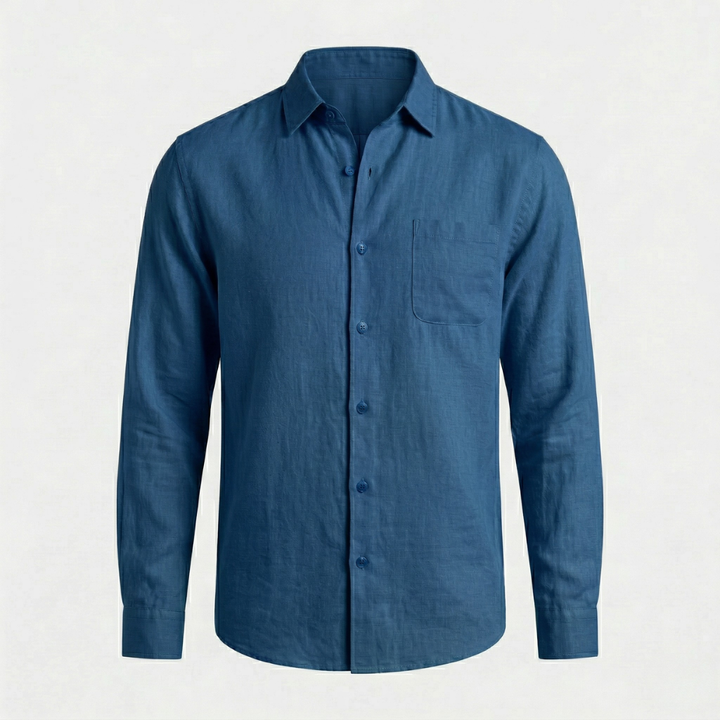 VALERIQUE | Homme chemise en lin à manches longues avec col classique et fermeture boutonnée pour usage quotidien