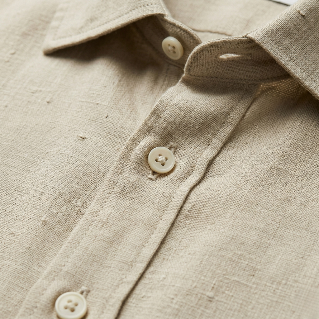 VALERIQUE | Homme Chemise en lin coupe ajustée manches longues style décontracté