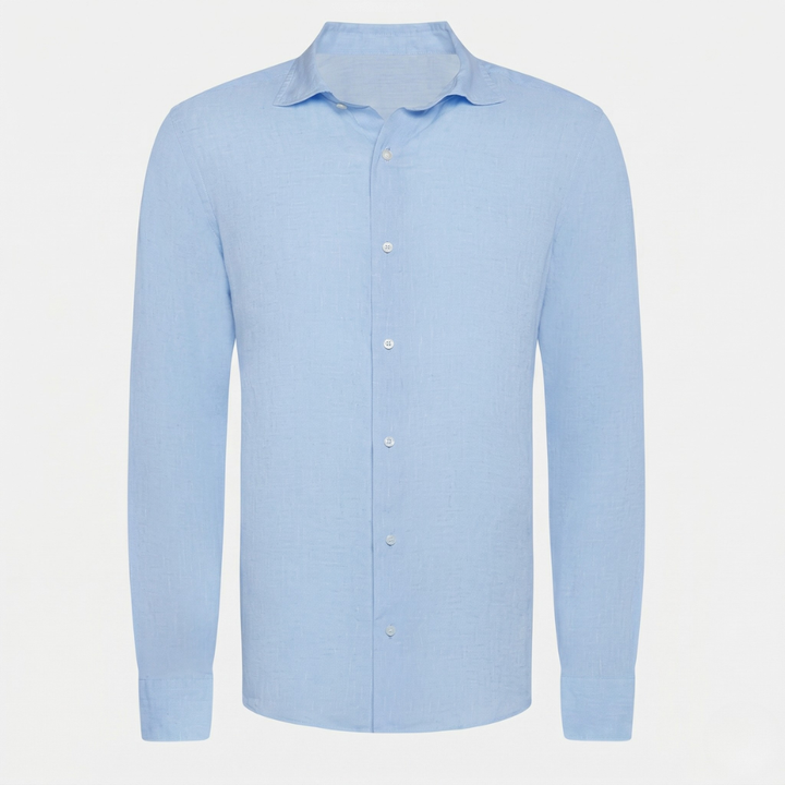 VALERIQUE | Homme chemise en lin respirante à manches longues, coupe ajustée élégante et style décontracté