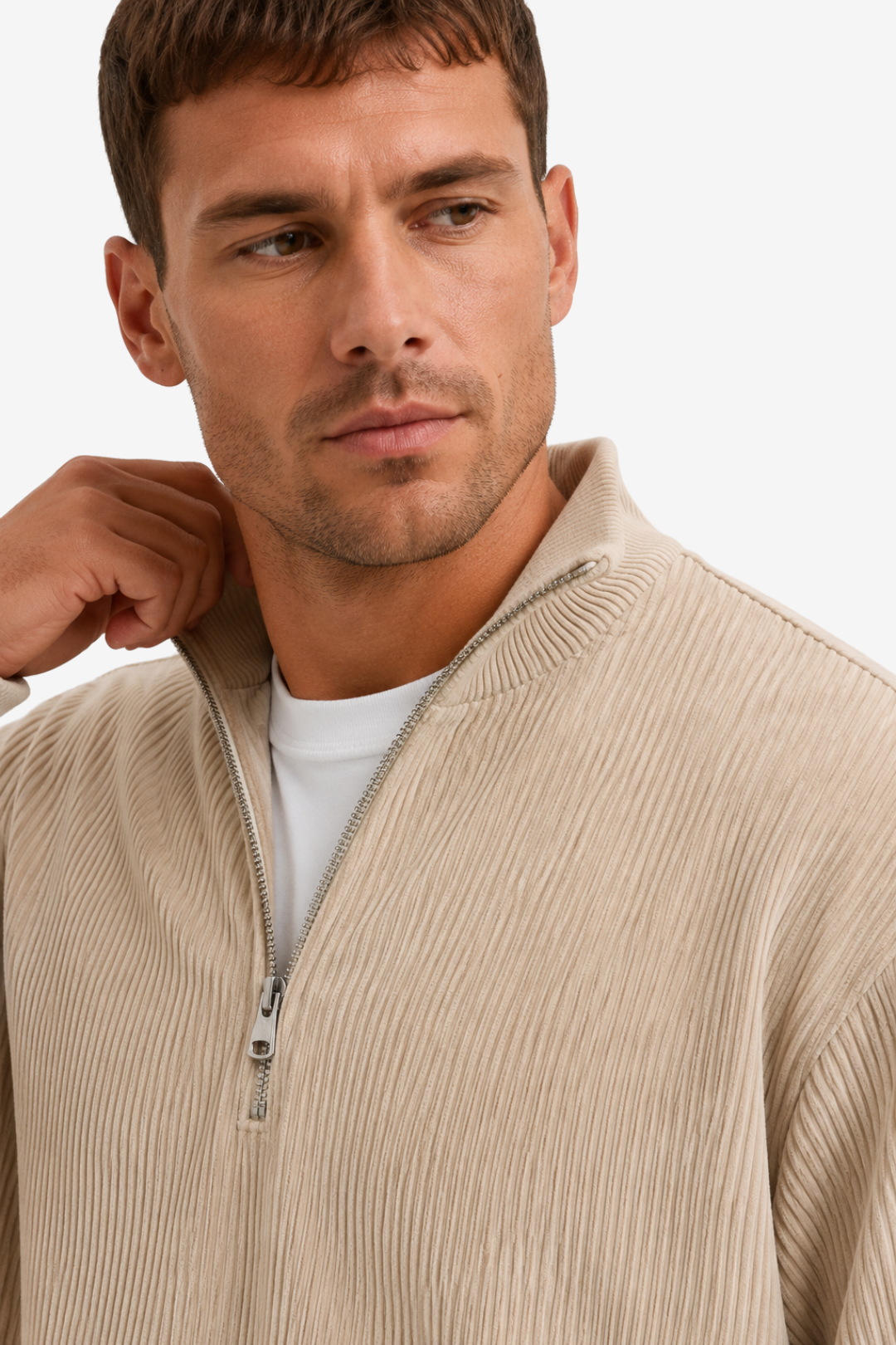 VALERIQUE | Pull Décontracté Homme à Demi-Zip – Coupe Ample Manches Longues Modèle à Enfiler
