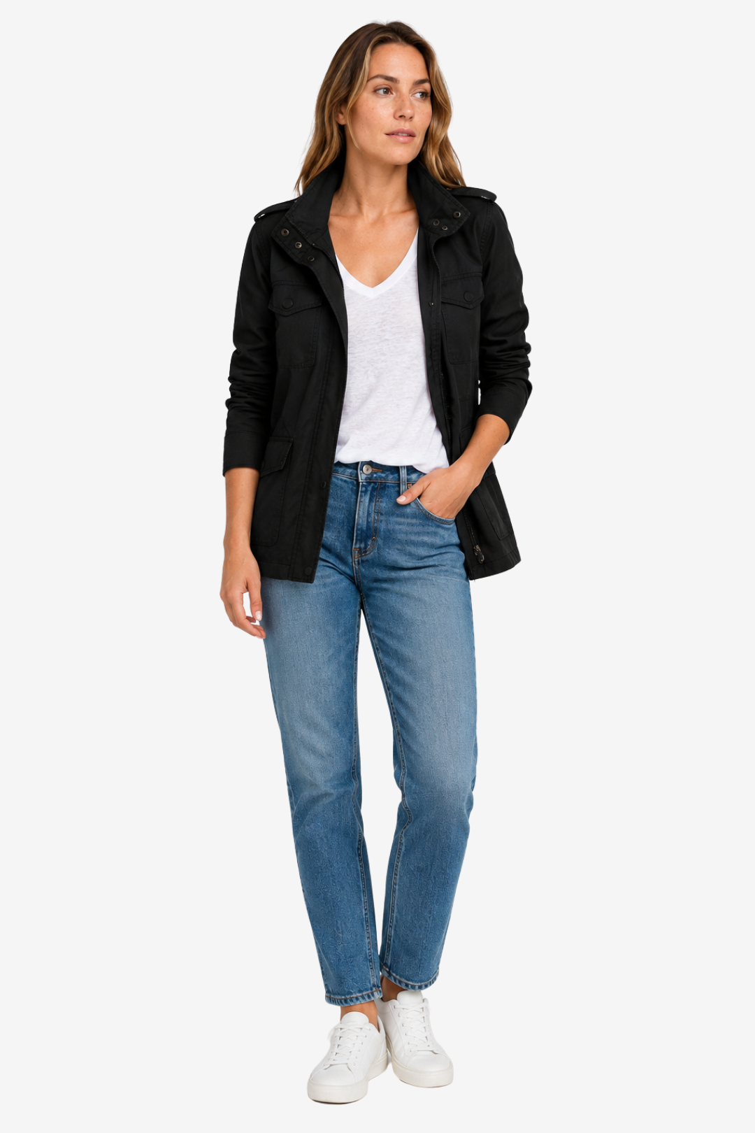 VALERIQUE | Manteau de mi-saison pour femme – Modèle avec poches utilitaires fermeture zippée et boutons-pression