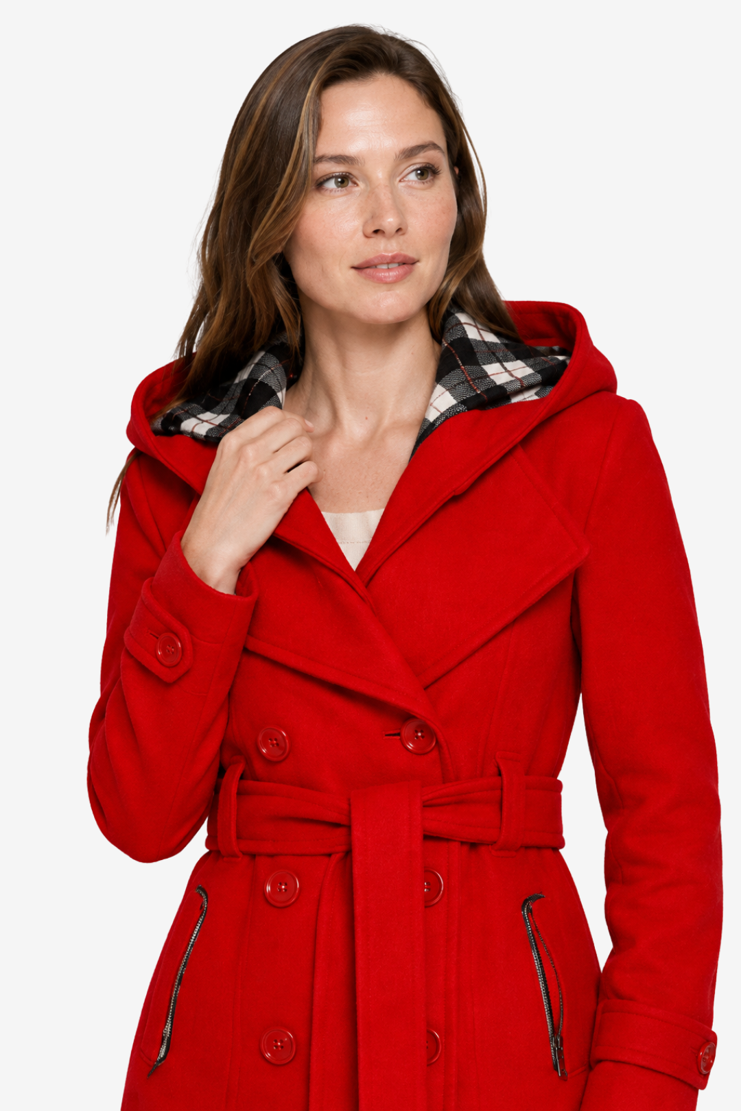 VALERIQUE | Manteau long à capuche ceinturé pour femme – Design croisé