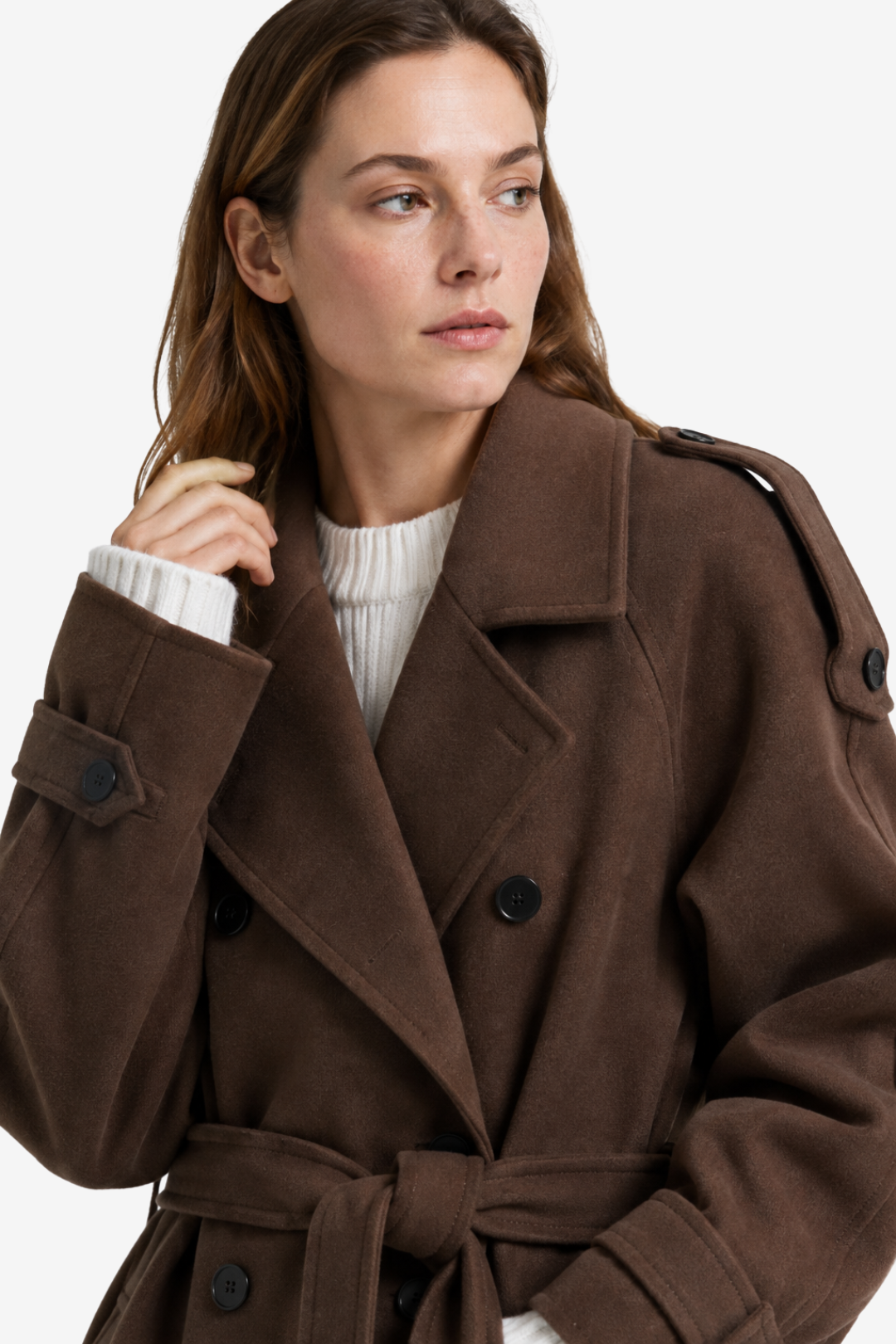 VALERIQUE | Trench-Coat d’Hiver pour Femme – Coupe Longue Croisée avec Ceinture