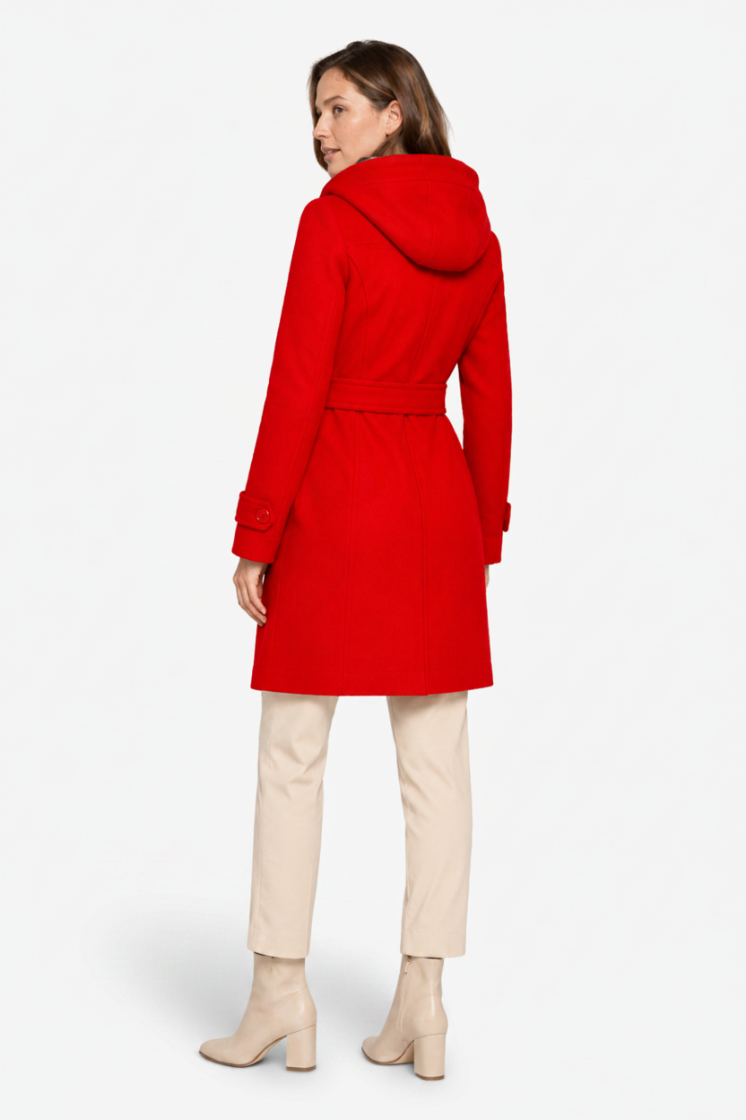 VALERIQUE | Manteau long à capuche ceinturé pour femme – Design croisé