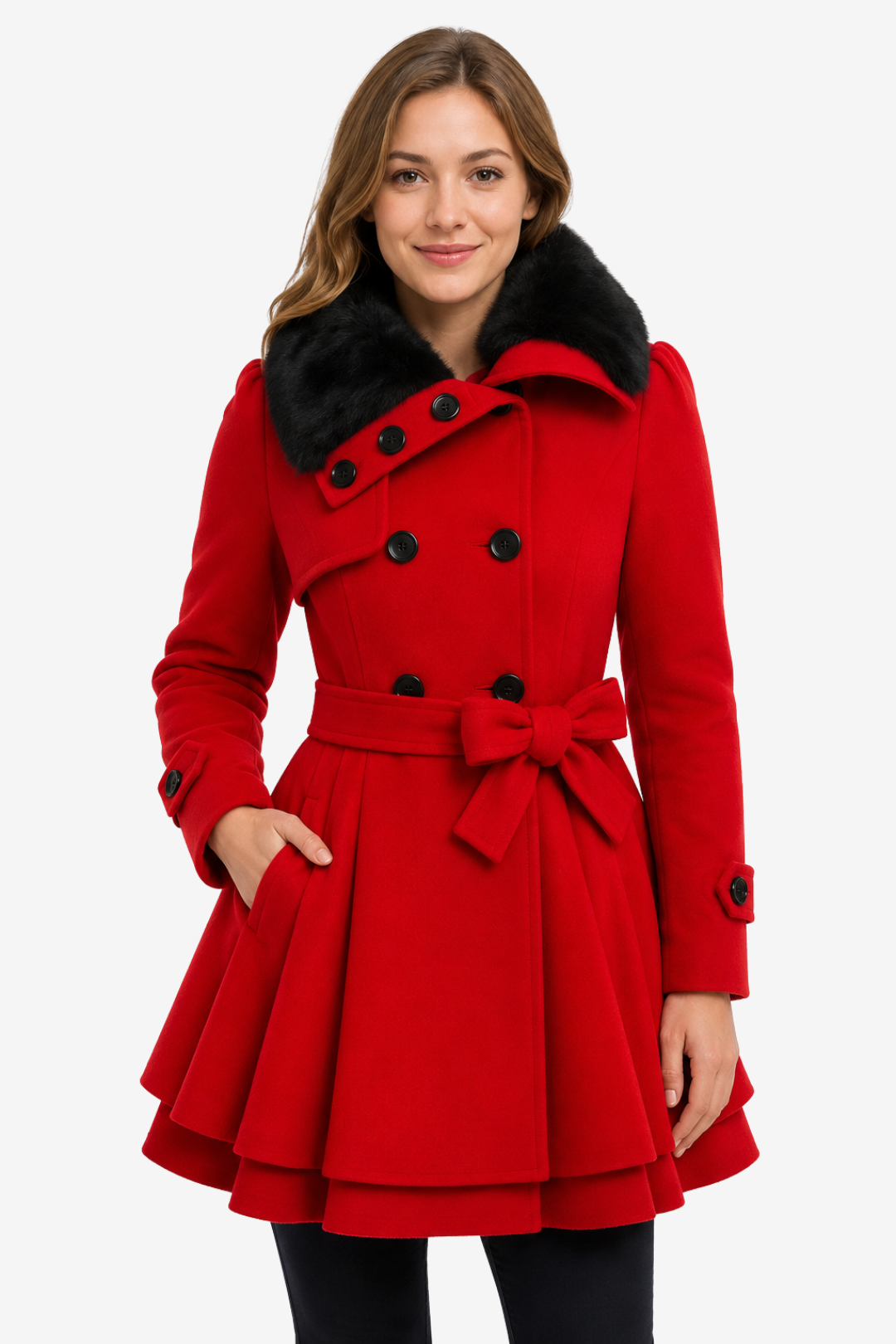 VALERIQUE | Manteau Femme à Capuche avec Ceinture – Coupe Longue à Double Boutonnage