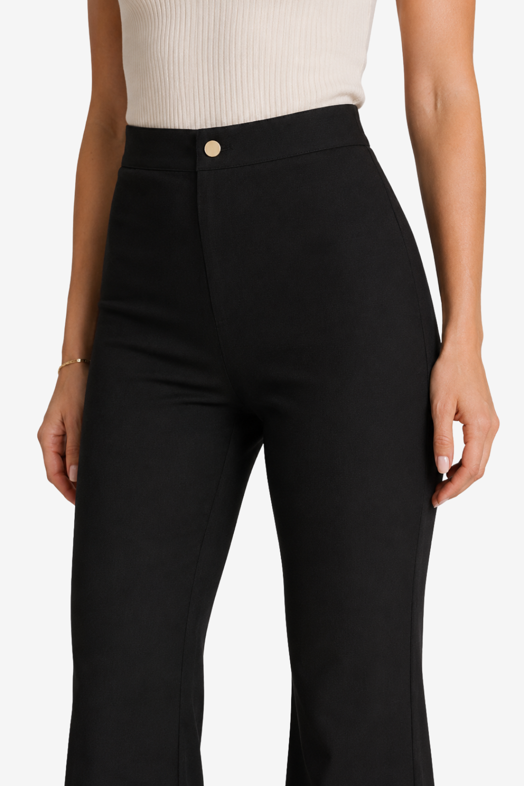 VALERIQUE | Pantalon évasé taille haute pour femme – Coupe taille haute avec détails de coutures visibles