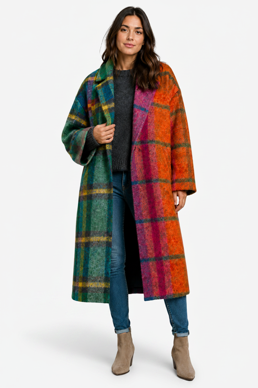 VALERIQUE | Manteau Long Ceinturé pour Femme – Fermeture Croisée avec Col à Revers et Ceinture à Nouer