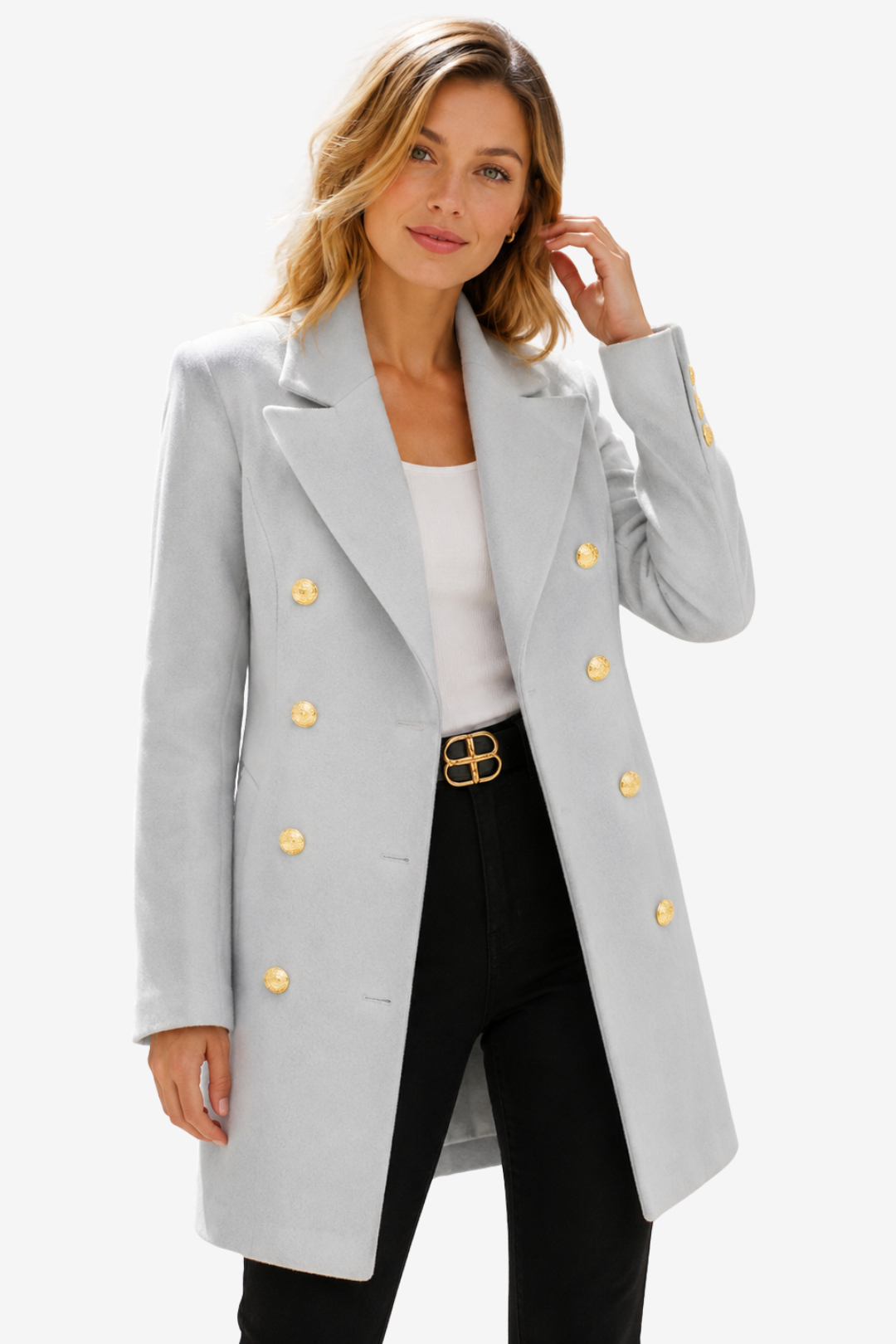 VALERIQUE | Manteau long cintré pour femmes – Boutonnage croisé avec doublure intérieure