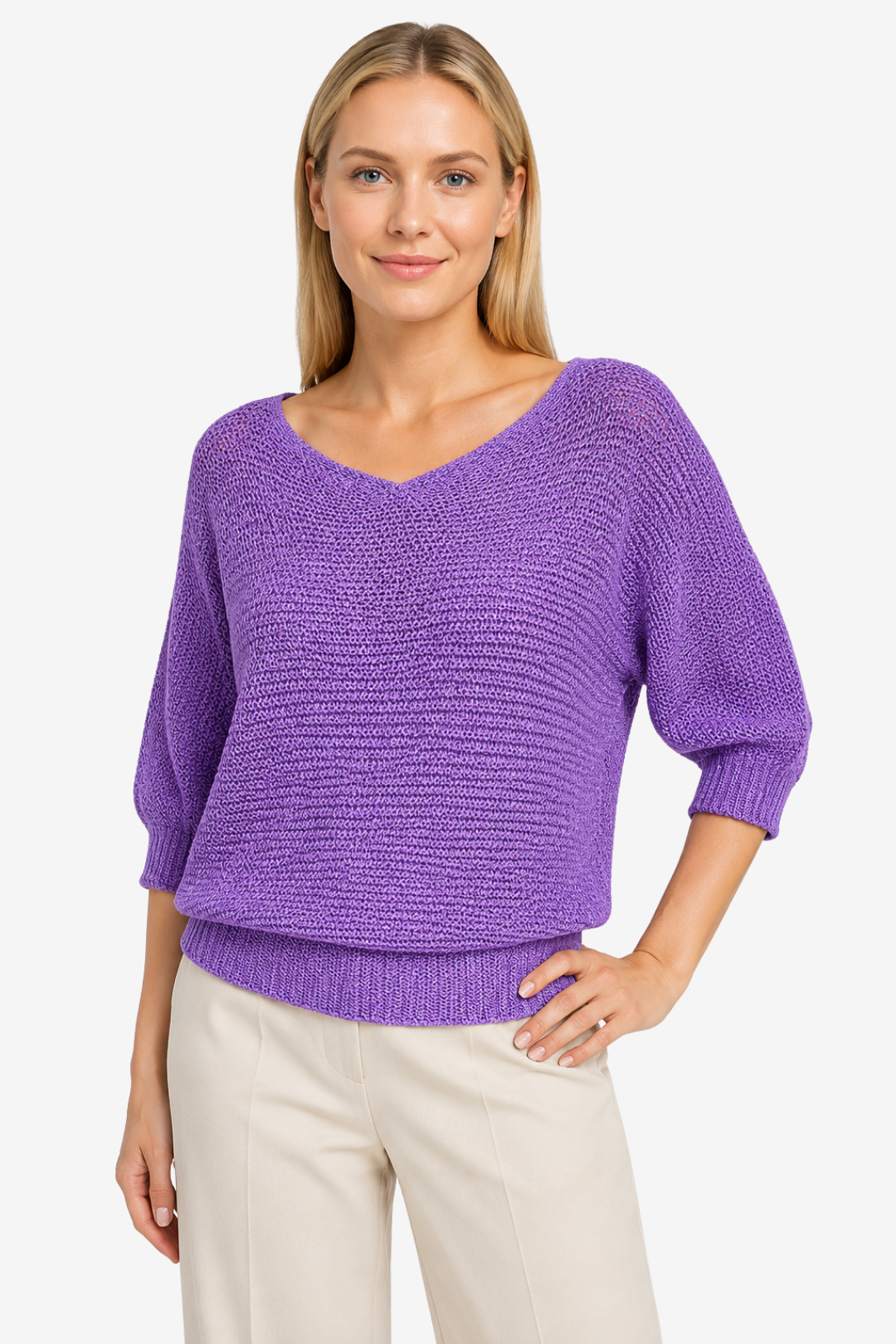 VALERIQUE | Pull en maille à manches longues pour femme – Col rond et coupe décontractée