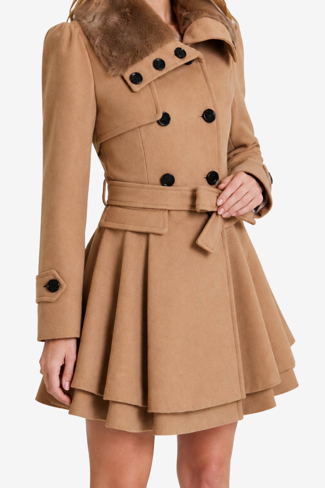 VALERIQUE | Manteau Femme à Capuche avec Ceinture – Coupe Longue à Double Boutonnage