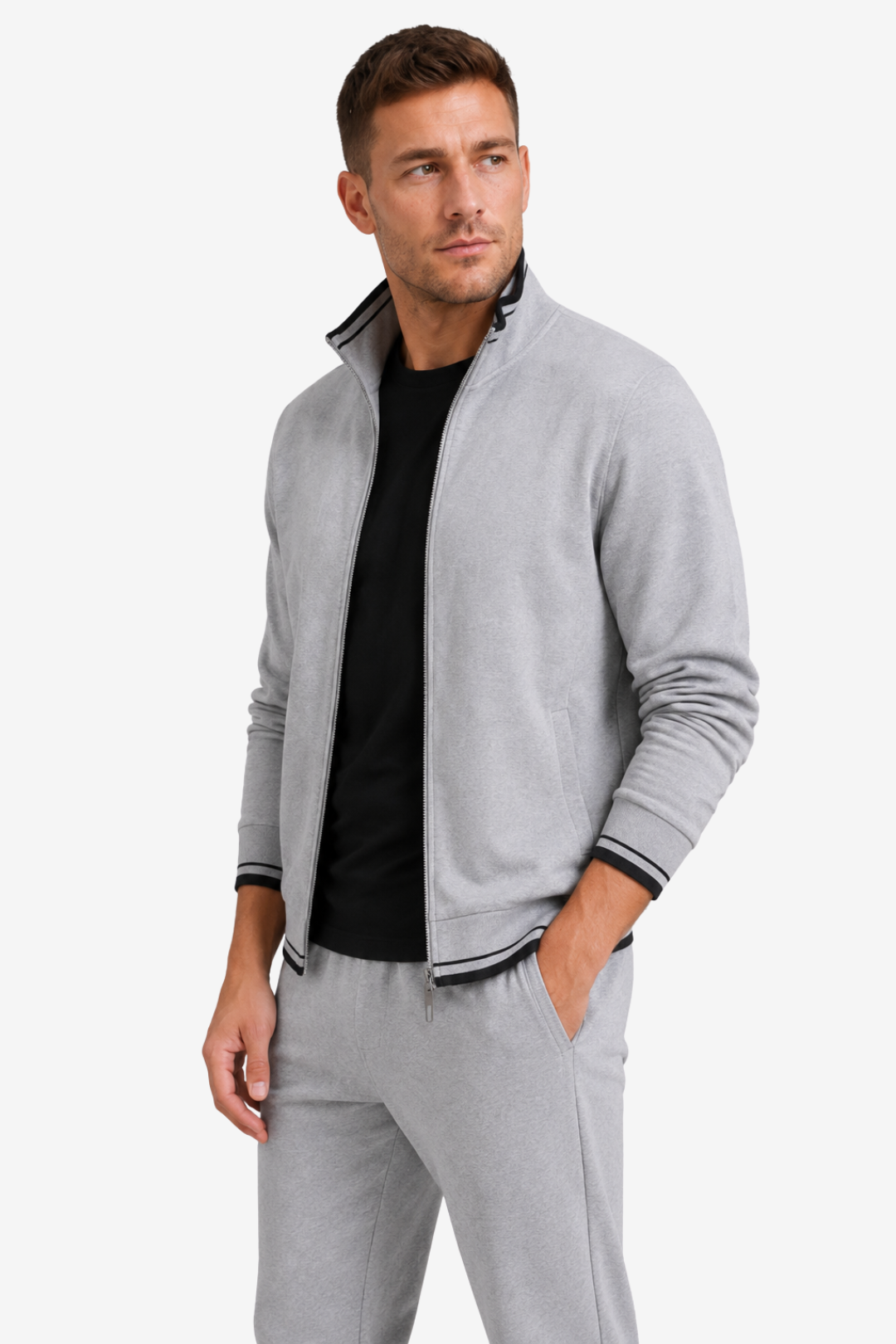 VALERIQUE | Ensemble de Survêtement Homme – Design Zippé avec Col Montant et Finitions Côtelées