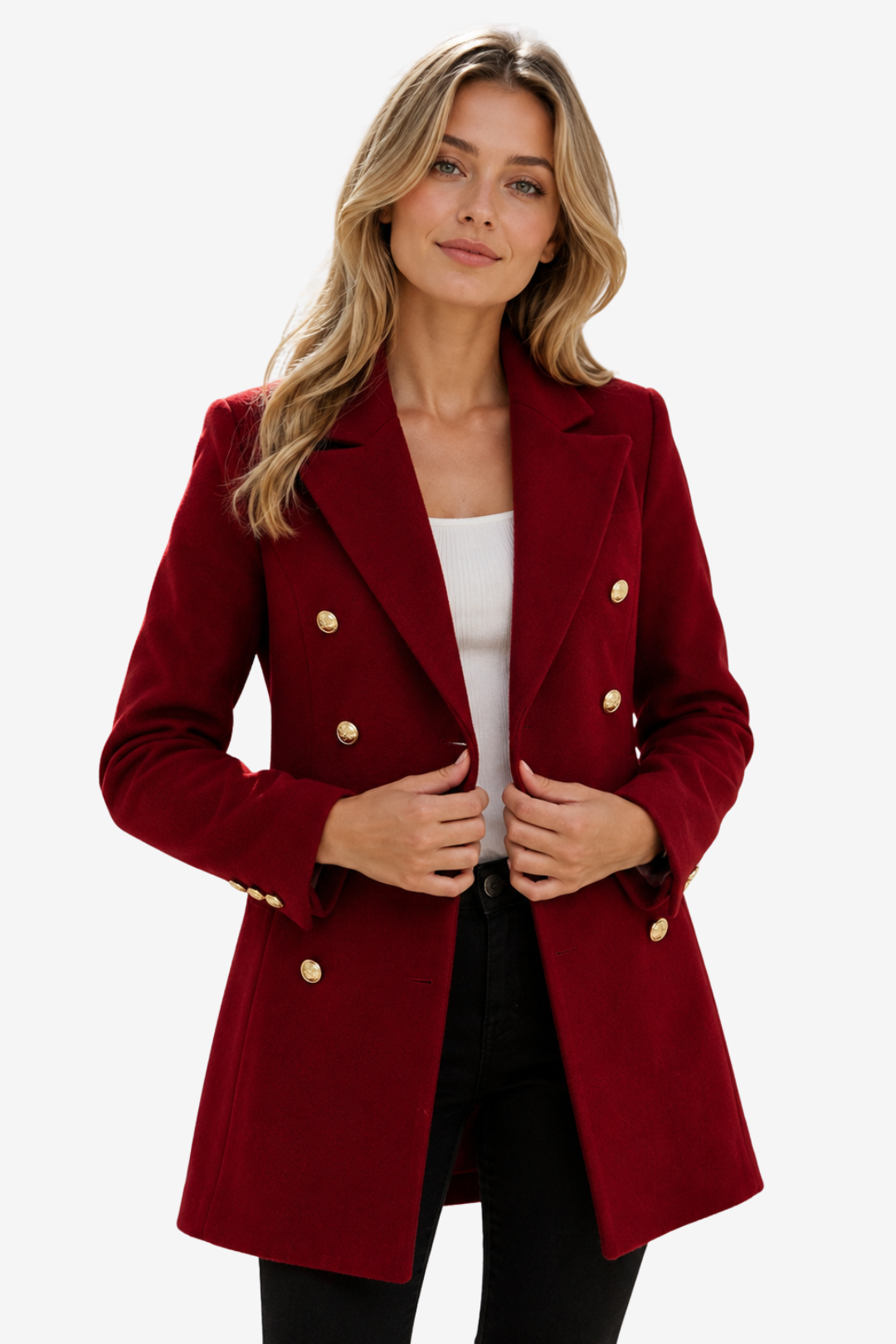 VALERIQUE | Manteau long cintré pour femmes – Boutonnage croisé avec doublure intérieure