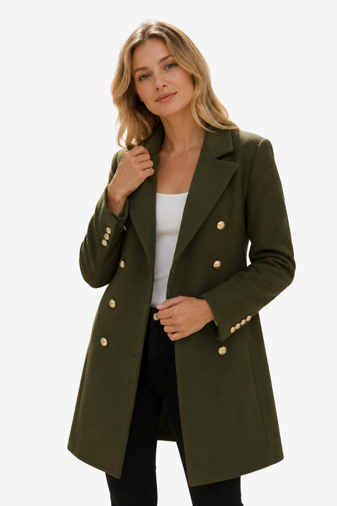 VALERIQUE | Manteau long cintré pour femmes – Boutonnage croisé avec doublure intérieure