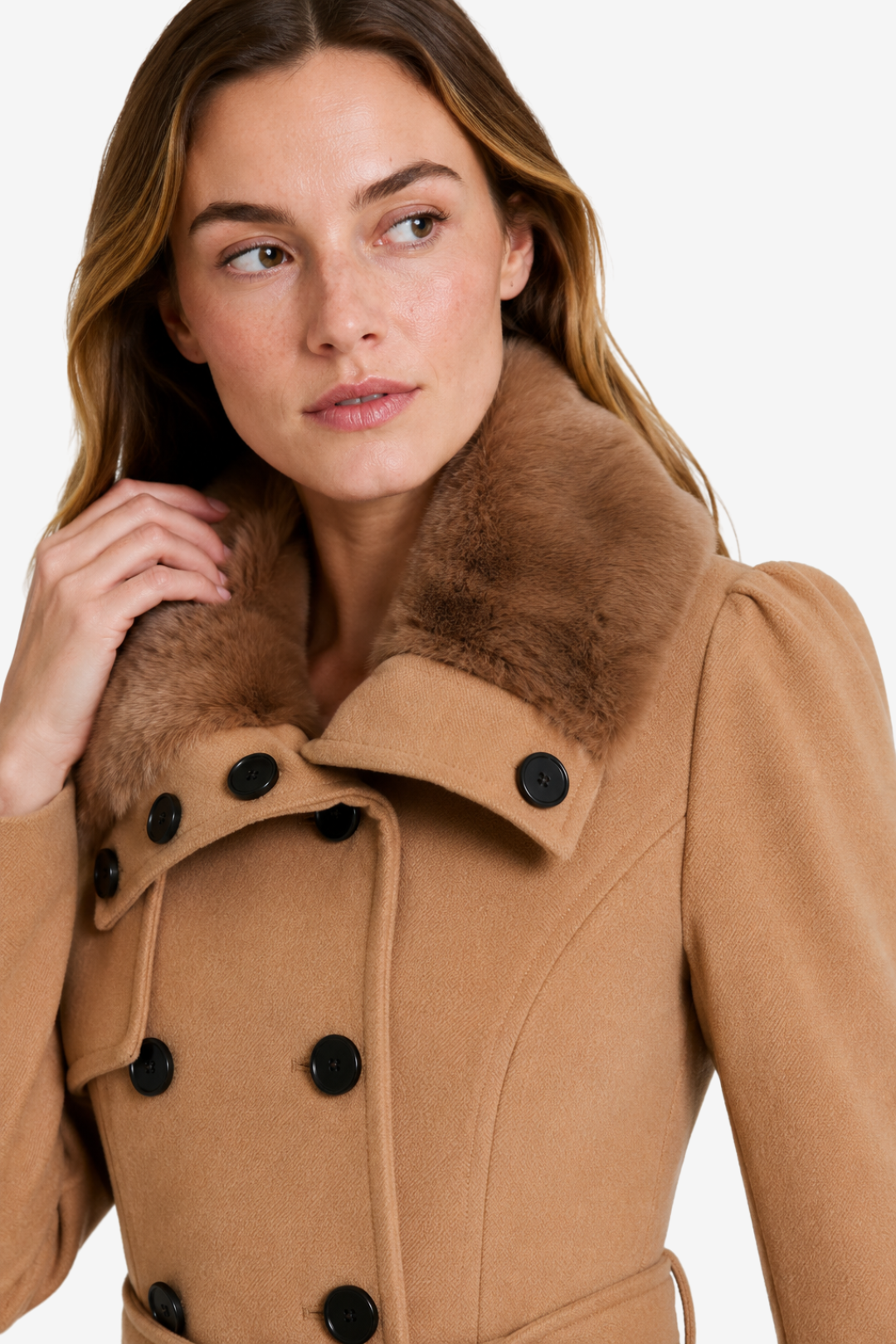 VALERIQUE | Manteau Femme à Capuche avec Ceinture – Coupe Longue à Double Boutonnage