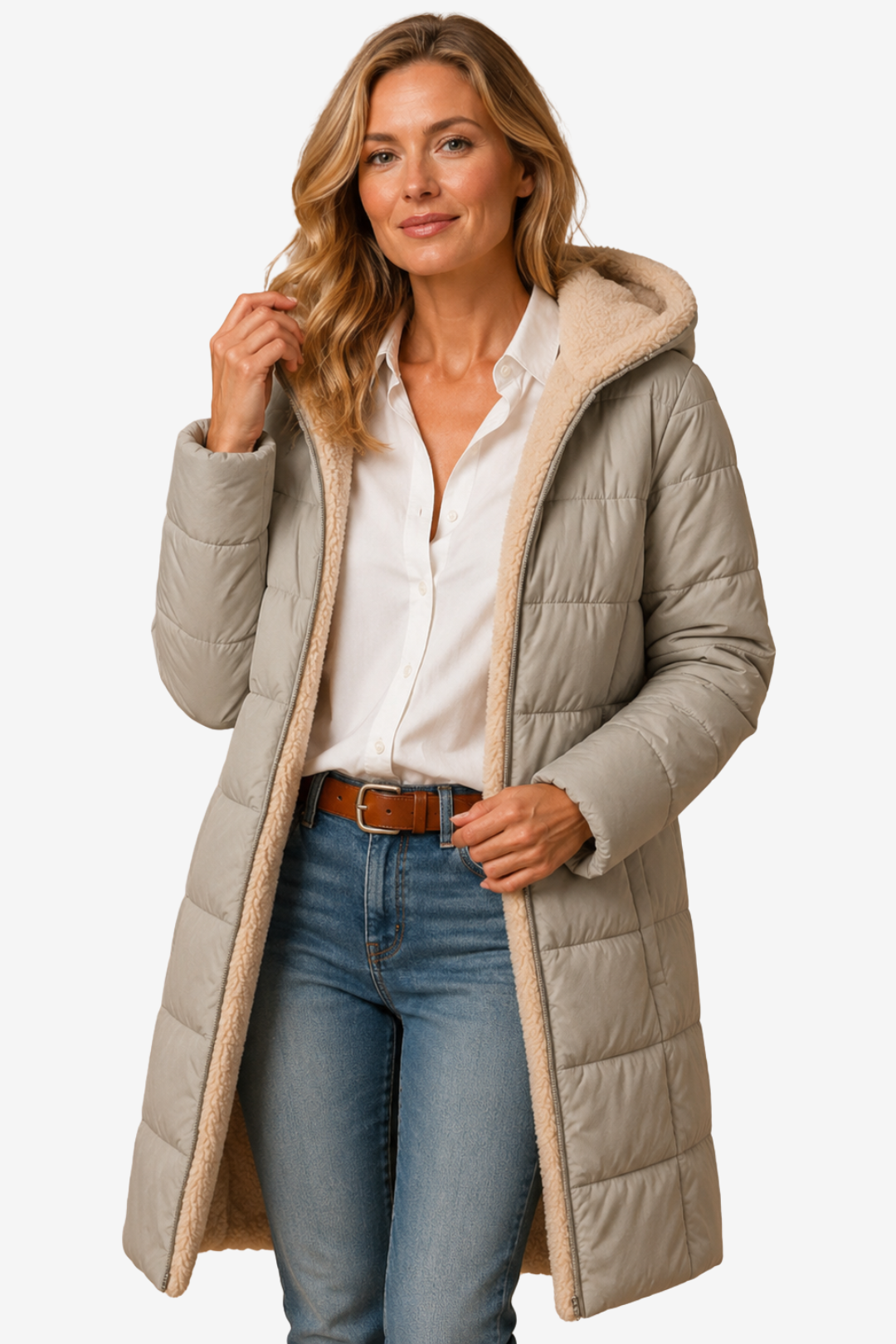 VALERIQUE | Manteau d'hiver long pour femme – Coupe moderne matelassée avec capuche