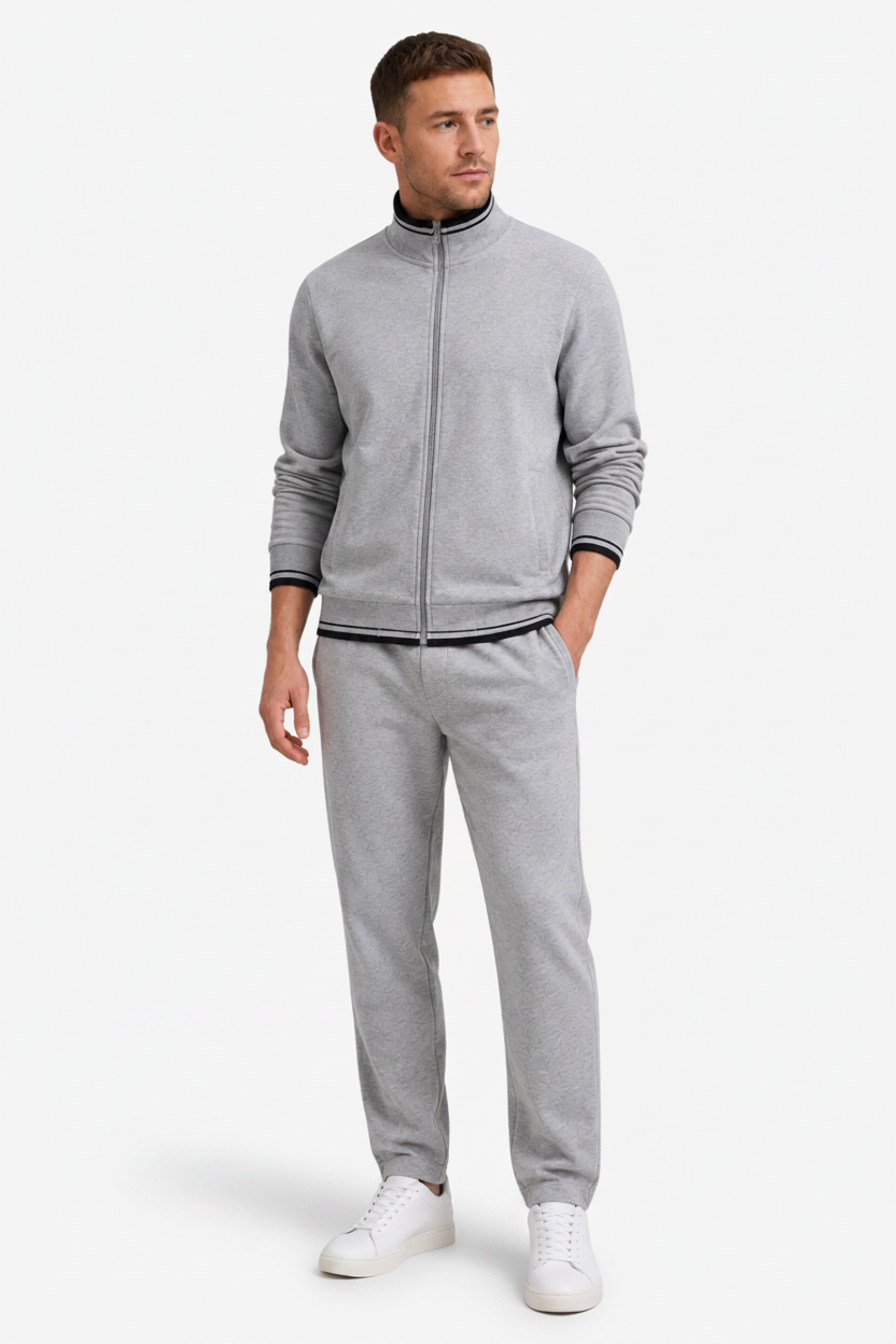 VALERIQUE | Ensemble de Survêtement Homme – Design Zippé avec Col Montant et Finitions Côtelées