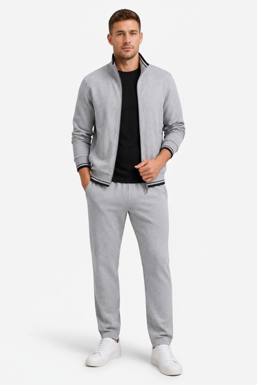 VALERIQUE | Ensemble de Survêtement Homme – Design Zippé avec Col Montant et Finitions Côtelées